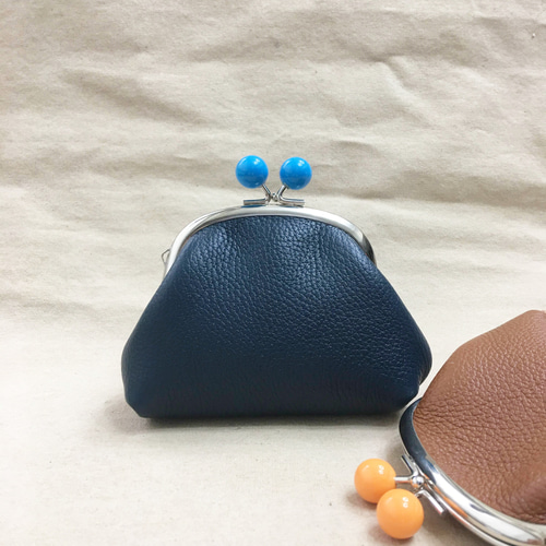 藍青色皮革口金包女包口金包日本口金手作口金包手拿包口金包錢包零錢包