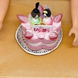 ひな祭り　桃の花おひな様ケーキ　ミニチュアケーキ 7枚目の画像
