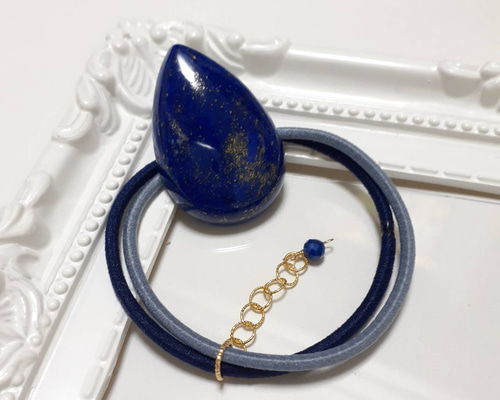 【一点物】雫 アイオライト ヘアゴム ✩.*˚天然石×ヘアゴム 一点物】雫 アイオライト ヘアゴム ✩.*˚天然石×ヘアゴム 一点物】雫