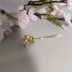 桜の花ヘアピン（真鍮製） 5枚目の画像