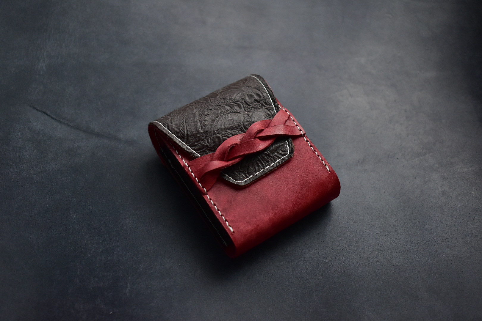 イタリア産レザーと花柄レザーのシガレットケース リップケース TYPE-B