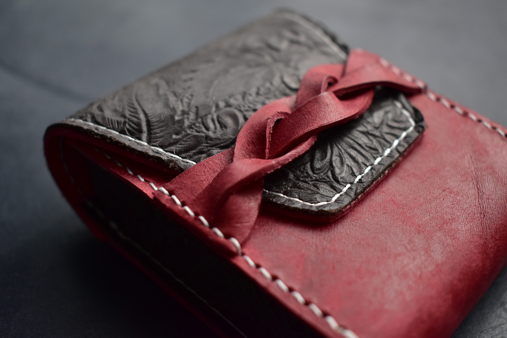 イタリア産レザーと花柄レザーのシガレットケース リップケース TYPE-B