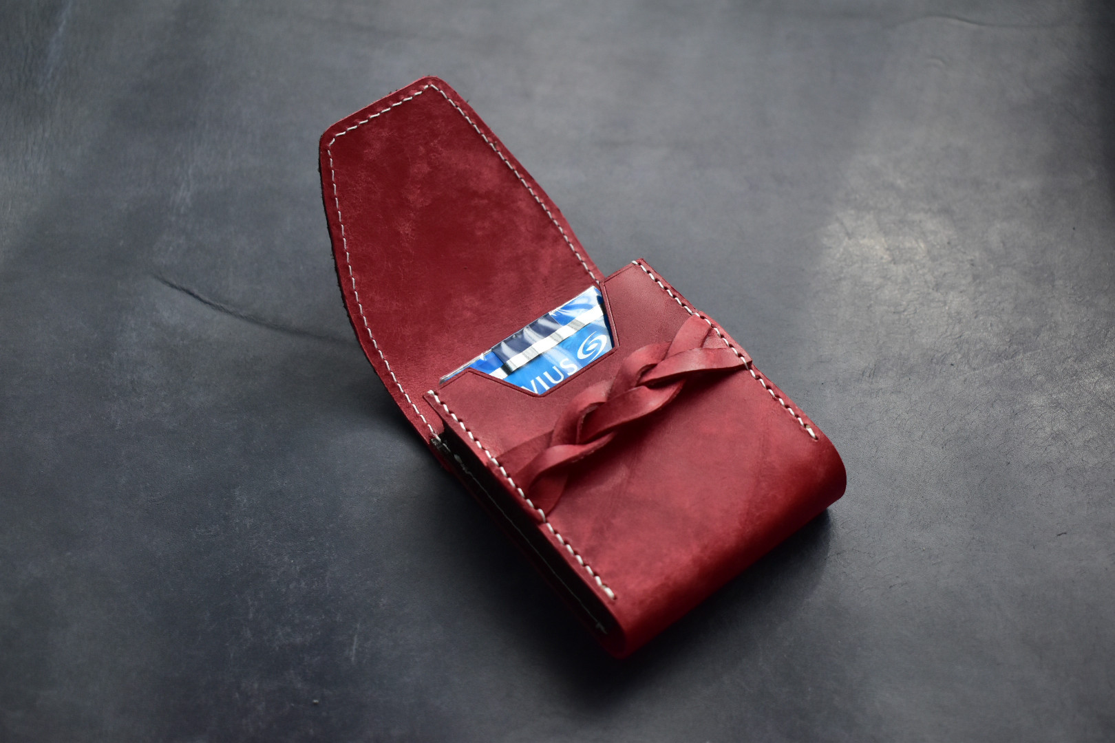 イタリア産レザーと花柄レザーのシガレットケース リップケース TYPE-B