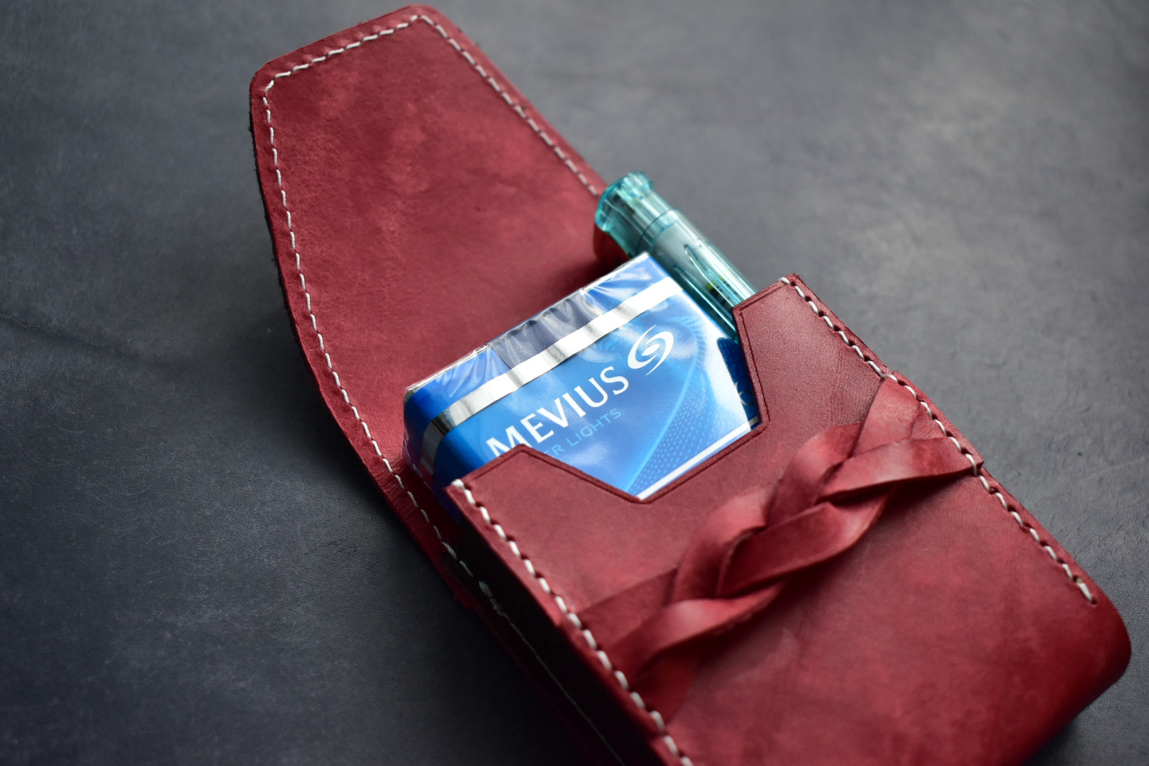 イタリア産レザーと花柄レザーのシガレットケース リップケース TYPE-B