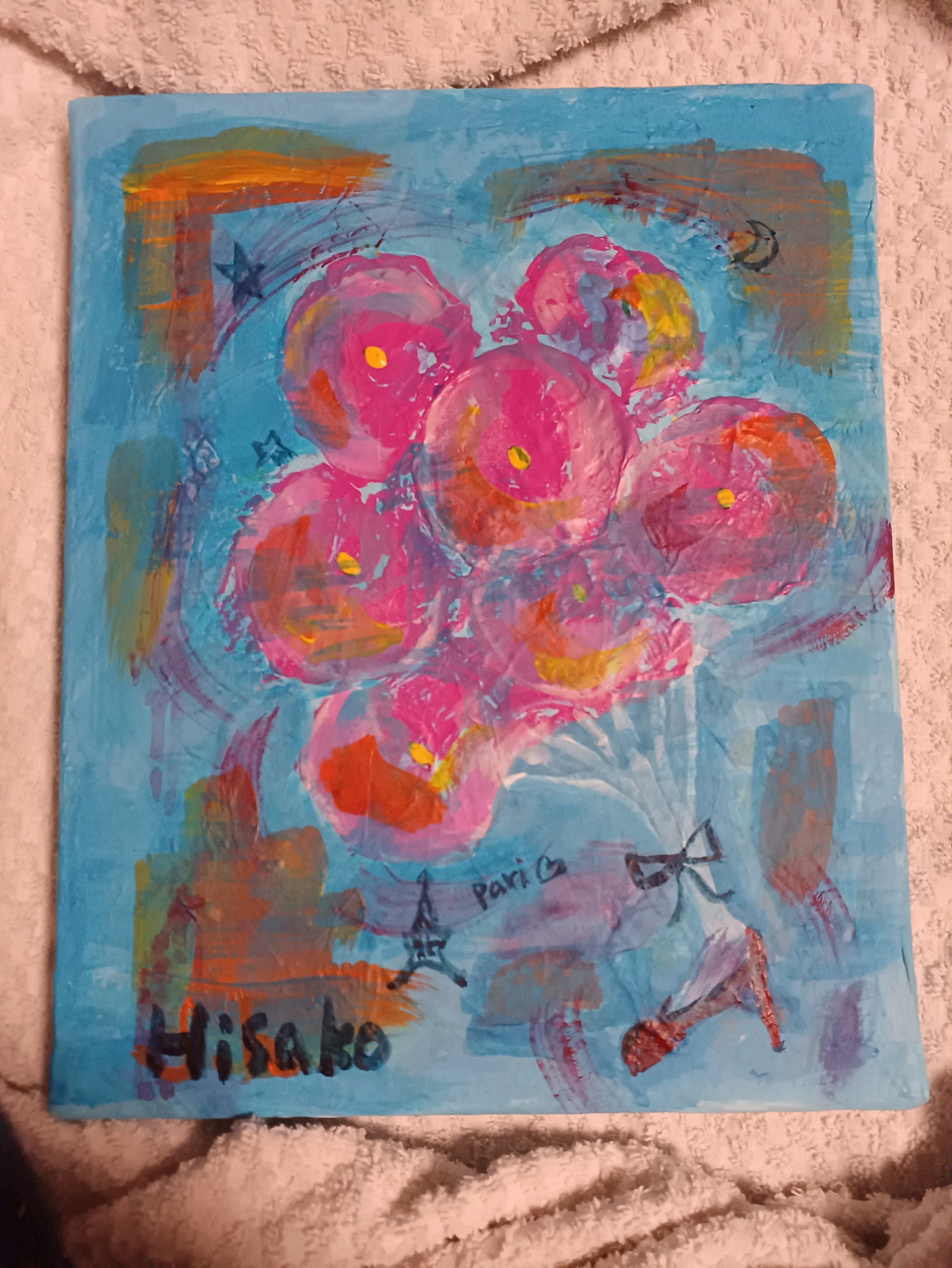 パリで迷子 アクリル画 2023.1 サイン入り 絵画 Hisako 通販