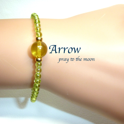 14kgfグリーンアンバーブレスレット