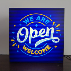 OPEN オープン 開店 営業中 ポップアート いらっしゃいませ サイン ランプ 店舗 看板 置物 雑貨 ライトBOX 2枚目の画像