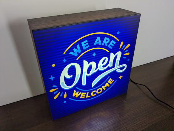 OPEN オープン 開店 営業中 ポップアート いらっしゃいませ サイン ランプ 店舗 看板 置物 雑貨 ライトBOX 4枚目の画像