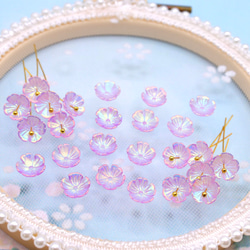 新作★変色するお花の樹脂パーツ　桜　コスモス　オーロラピンク×オーロラパープル 18枚目の画像