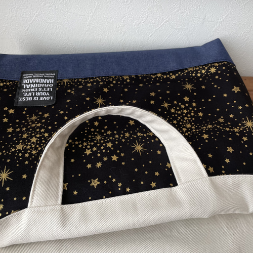 ラメ星デニム レッスンバッグ ハンドメイド レッスンバッグ chiku 