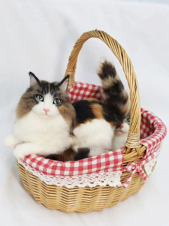 【オーダーメイドペット】羊毛フェルト、うちの子　猫ぬいぐるみ、フェルト猫、羊毛猫、肖像画、犬猫人形 プレゼントやギフトに 100% 模様