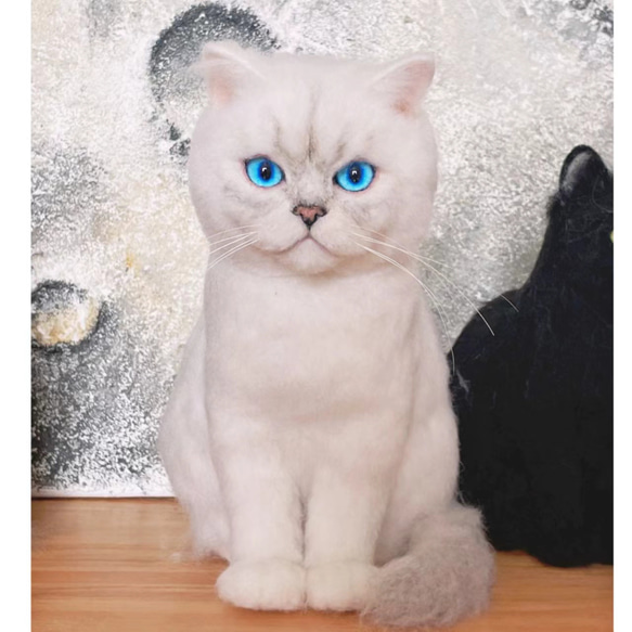 【オーダーメイドペット】羊毛フェルト、うちの子　猫ぬいぐるみ、フェルト猫、羊毛猫、肖像画、犬猫人形 プレゼントやギフトに 100% 模様