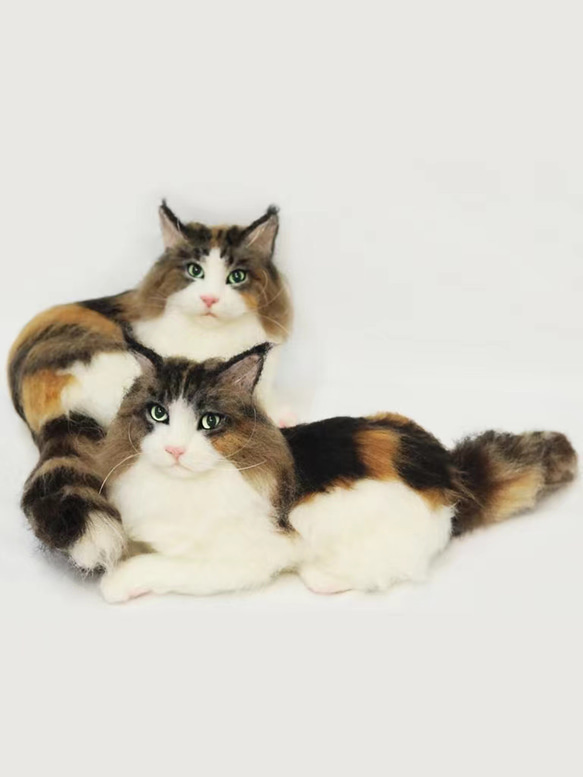 【オーダーメイドペット】羊毛フェルト、うちの子　猫ぬいぐるみ、フェルト猫、羊毛猫、肖像画、犬猫人形 プレゼントやギフトに 100% 模様