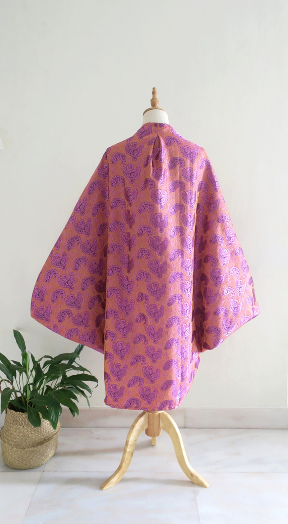 春色・羽織ものとバッグのセット・桜色（インド布）（シンガポールから送料無料） 8枚目の画像