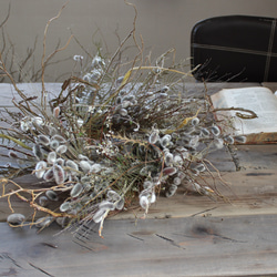 wreath [willow]　やなぎのリース　　　ドライフラワー　猫柳　雪柳 9枚目の画像
