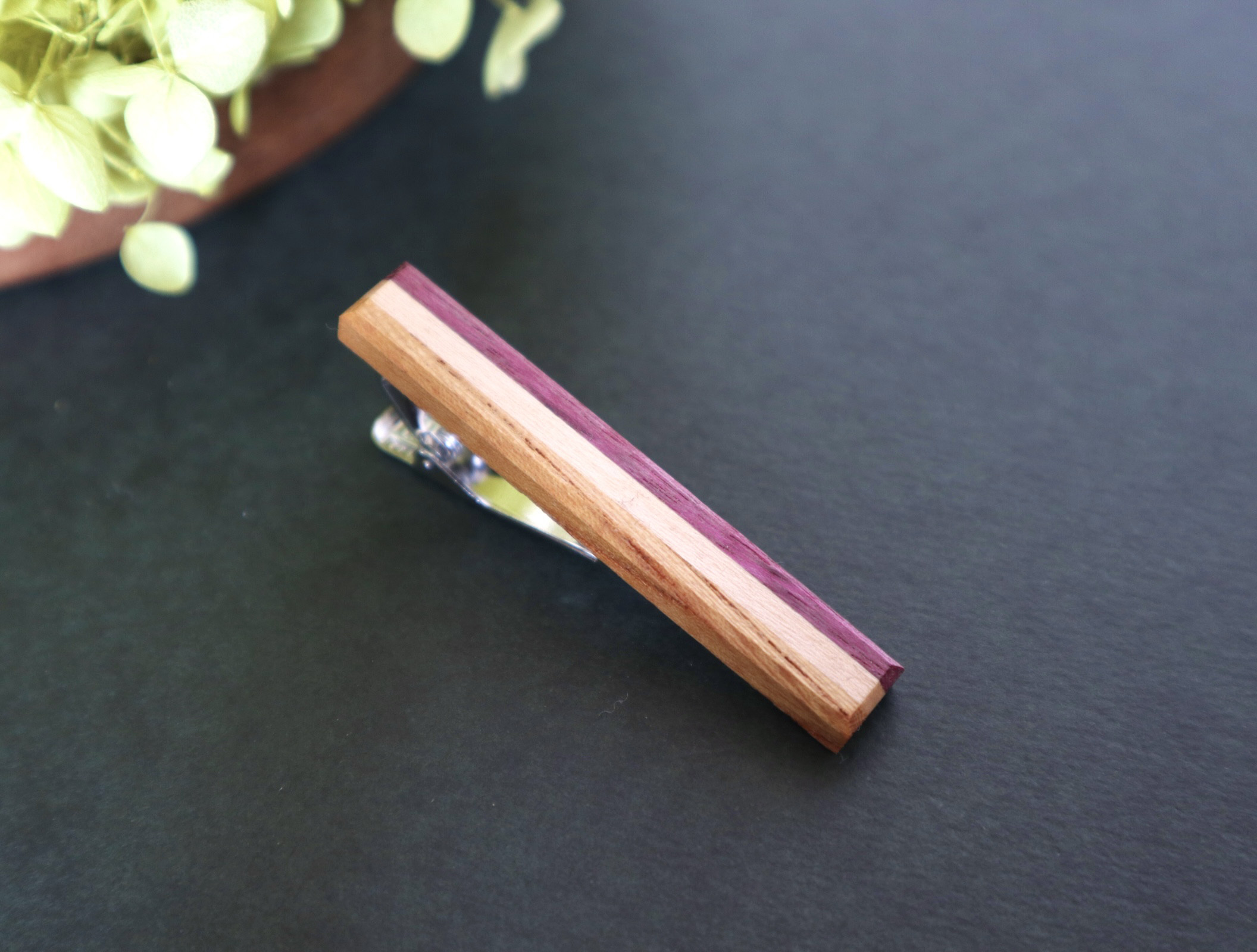 木製ネクタイピン【欅×メープル×パープルハート】
