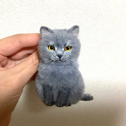 羊毛フェルト 猫 ブリティッシュショートヘア ハンドメイド 置物