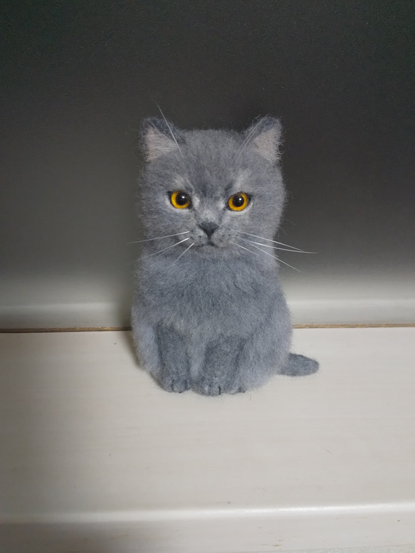 羊毛フェルト 猫ブローチ ブリティッシュショートヘア ブローチ