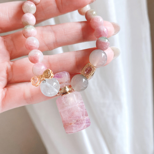 5-607】香水瓶シリーズ フローライトの香水便と桜餅トルマリンの姫系  