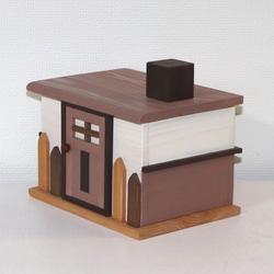 かわいいお家の小物入れ　木製　マスクケース（小）（ココア） 3枚目の画像
