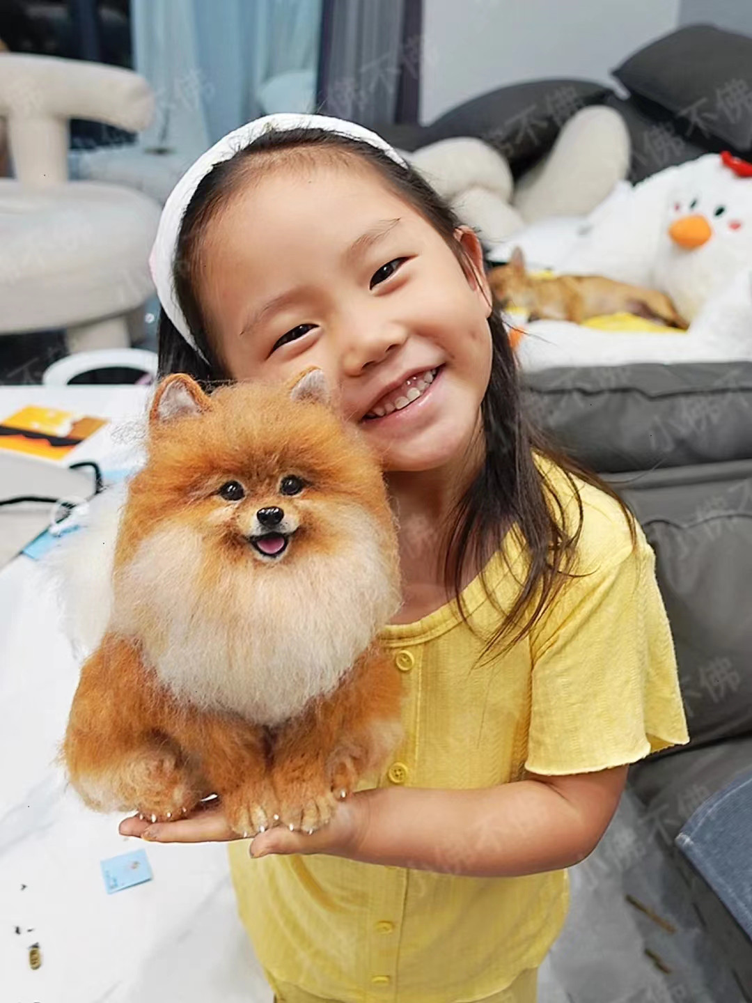 【オーダーメイド ペット】羊毛 フェルト 愛犬 ぬいぐるみ 博美犬 うちの子、ペット似顔絵、犬 猫 人形
