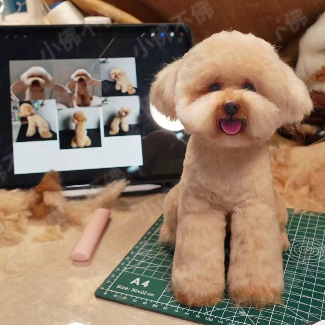 【オーダーメイド ペット】ペット 犬 ぬいぐるみ 羊毛 フェルト プードル匹  うちの子、ペット似顔絵、犬 猫 人形