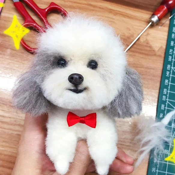 【オーダーメイドペット】羊毛フェルト、うちの子　犬ぬいぐるみ、フェルト犬、羊毛犬、肖像画、犬猫人形 プレゼントやギフトに 100% 模様