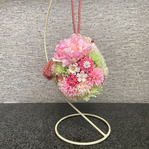 定価2万5千円　和装　ボールブーケ　造花　ピンク系　ウェディング　手鞠　フォト 受注生産・再販売]ウェディング和装ボールブーケ ～ピンク系～髪