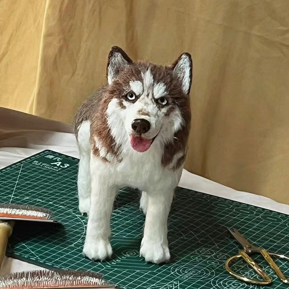 【オーダーメイドペット】羊毛フェルト、うちの子　犬ぬいぐるみ、フェルト犬、羊毛犬、肖像画、犬猫人形 プレゼントやギフトに 100% 模様