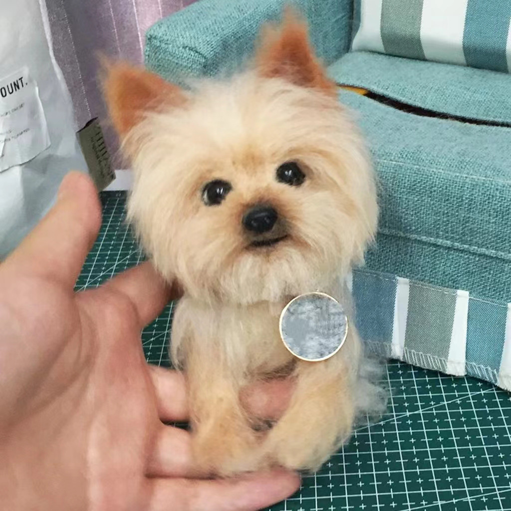 【オーダーメイド ペット】フェルト ぬいぐるみ 犬 鄒ヨークシャー梗 うちの子、ペット似顔絵、犬 猫 人形