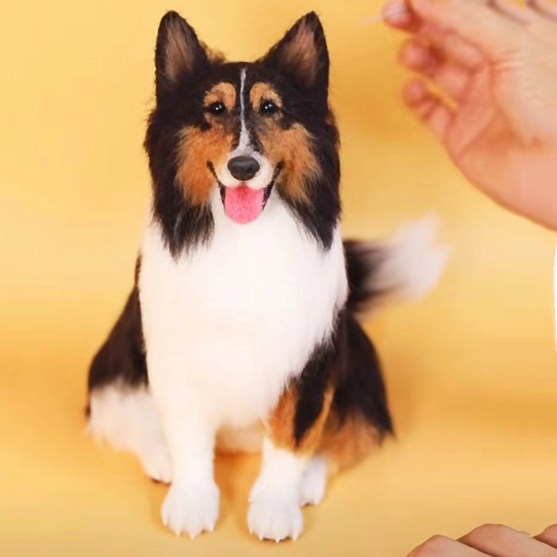 【オーダーメイド ペット】 ぬいぐるみ 羊毛 犬  スコットランド牧羊犬 うちの子、ペット似顔絵、犬 猫 人形