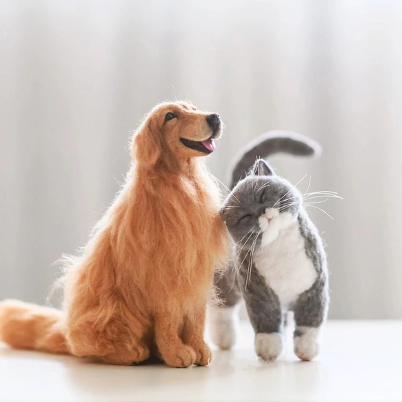 【オーダーメイドペット】羊毛フェルト、うちの子　犬ぬいぐるみ、フェルト犬、羊毛犬、肖像画、犬猫人形 プレゼントやギフトに 100% 模様