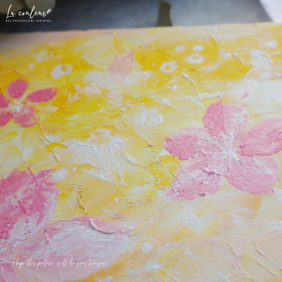 新作2023 【原画】抽象画 桜の花　約333×242×20mm（F4） 10枚目の画像