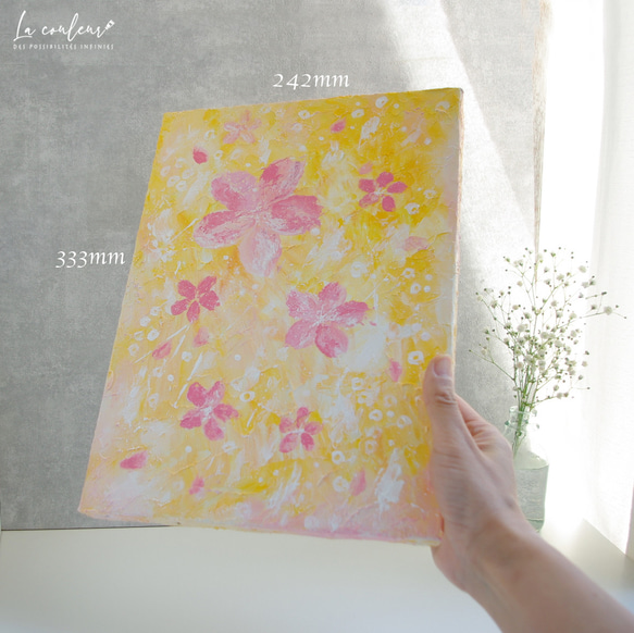 新作2023 【原画】抽象画 桜の花　約333×242×20mm（F4） 4枚目の画像