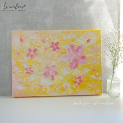 新作2023 【原画】抽象画 桜の花　約333×242×20mm（F4） 3枚目の画像