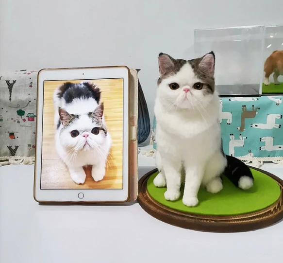 羊毛フェルト 猫のぬいぐるみ 約20cm