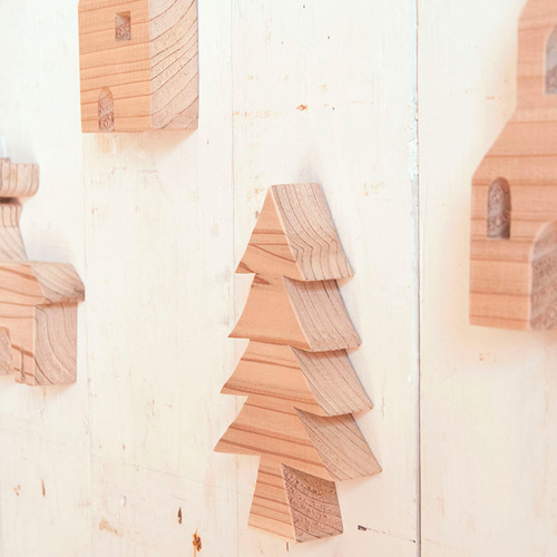 壁掛けOK! 【お家（2種類）・教会】木のインテリア雑貨【3点