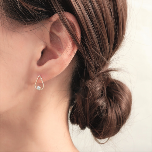 14KGF CZダイヤのしずくピアス/イヤリング -ジルコニア ドロップ  
