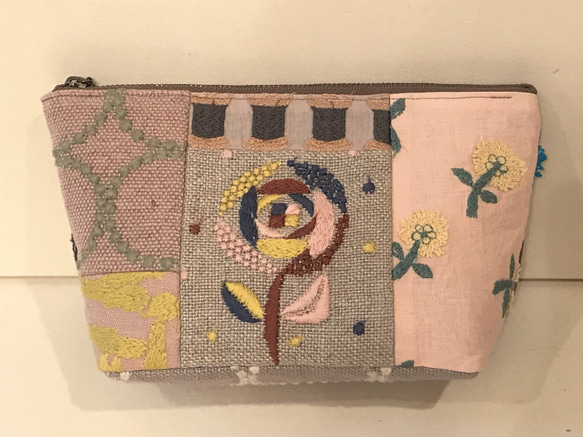ミナペルホネン生地使用＊マチ付きポーチ*sand rose*skip*forest tile  