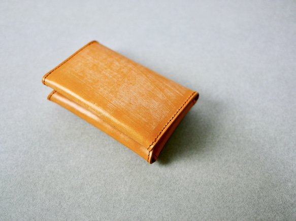 英国ブライドルレザーのカードケース　　イエロー　オレンジ　 4枚目の画像