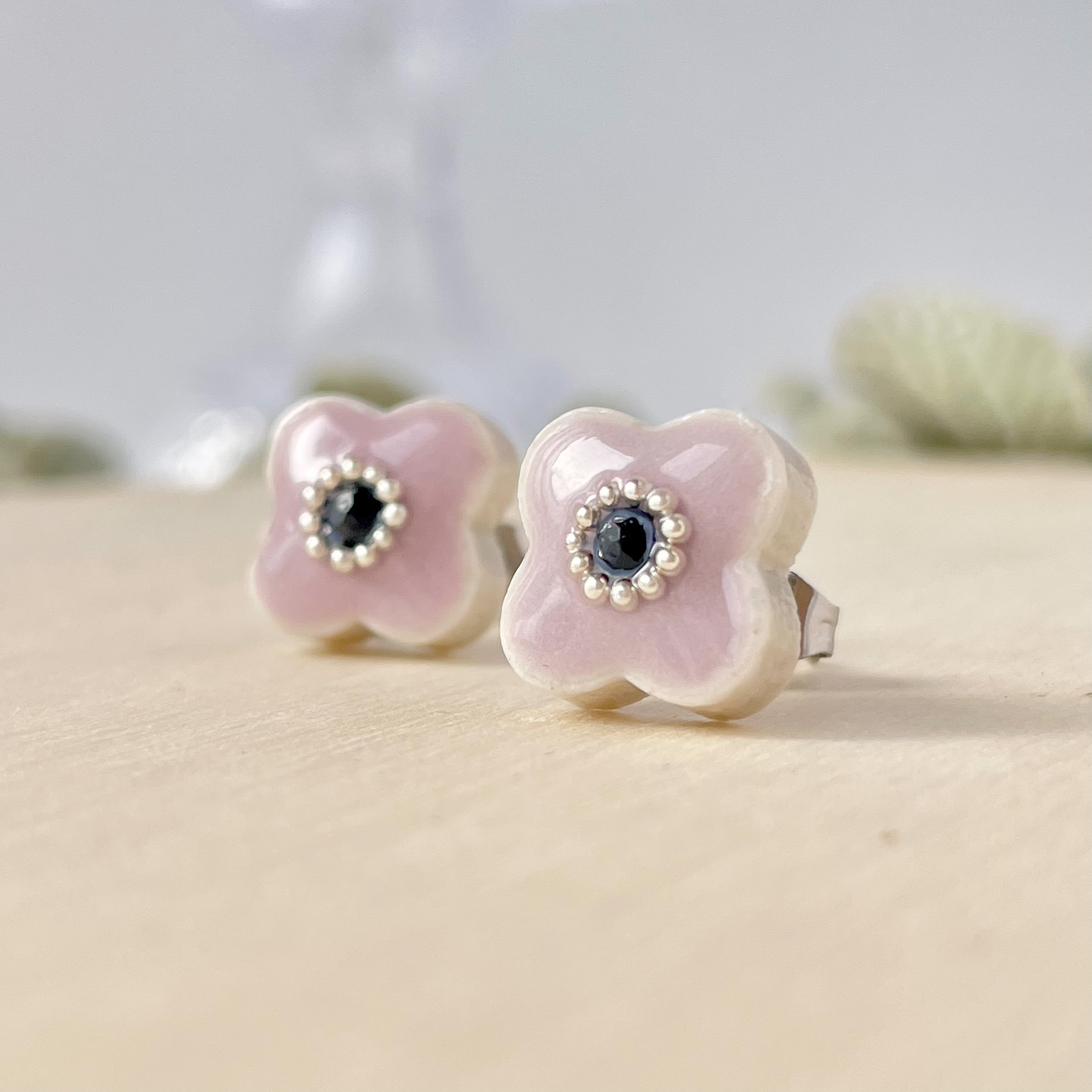 No.271 ドロップビーズとラインストーンのピアス ハンドメイド