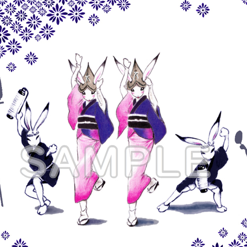 選べるポストカード3枚セット NO.33 うさぎのイラストポストカード