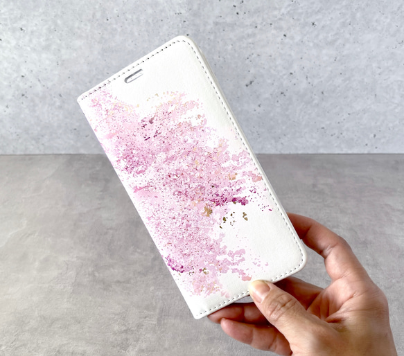 -桜- 花と草木の iPhone 手帳型スマホケース （内側デザイン入り） 8枚目の画像