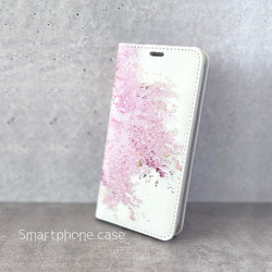 -桜- 花と草木の iPhone 手帳型スマホケース （内側デザイン入り） 1枚目の画像