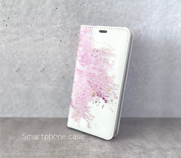 -桜- 花と草木の iPhone 手帳型スマホケース （内側デザイン入り） 1枚目の画像