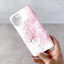 -桜- 花と草木の iPhone 手帳型スマホケース （内側デザイン入り） 3枚目の画像