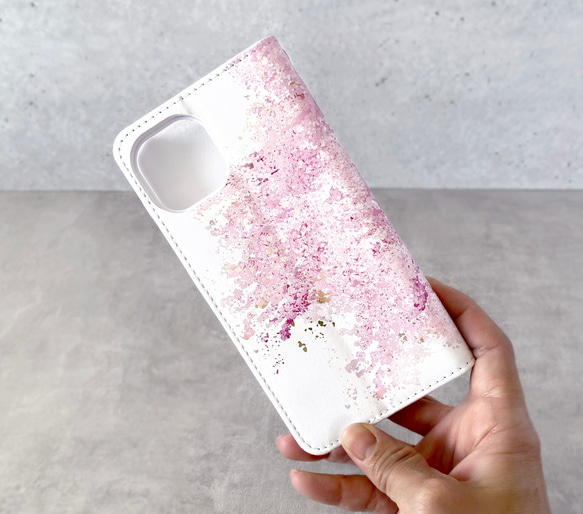 -桜- 花と草木の iPhone 手帳型スマホケース （内側デザイン入り） 3枚目の画像