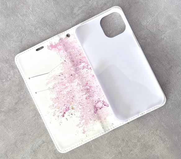 -桜- 花と草木の iPhone 手帳型スマホケース （内側デザイン入り） 7枚目の画像