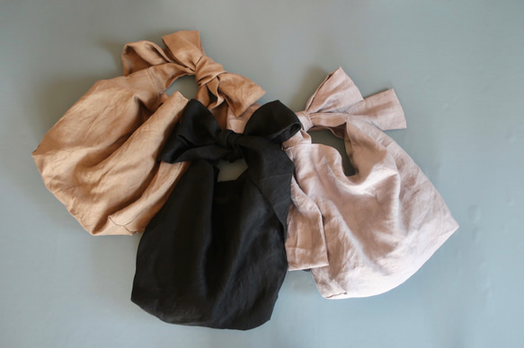 linen ribbonbag    gray 14枚目の画像
