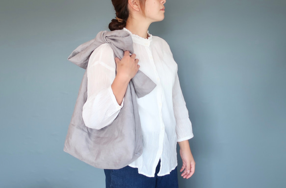 linen ribbonbag    gray 2枚目の画像